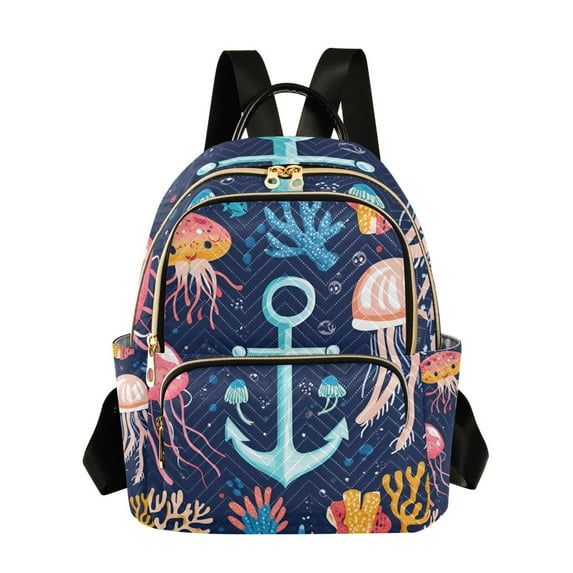 FORMRS Mini Backpack Purse for Women Travel Daypack Casual Shoulder Bag, Blue Anchor