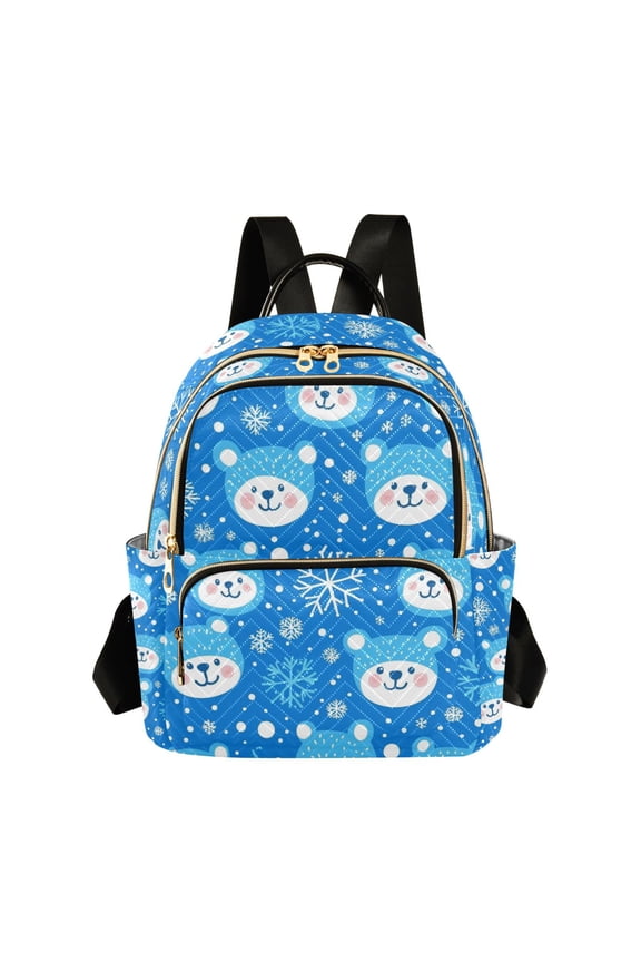 Mini Backpack Purse for Women Quilted Travel Daypack Casual Shoulder Bag, Blue Bears