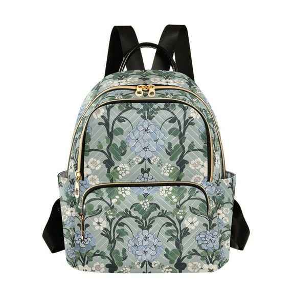 FORMRS Mini Backpack Purse for Women Quilted Travel Daypack Casual Shoulder Bag, Blue Blossom