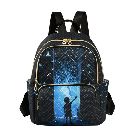 FORMRS Mini Backpack Purse for Women Travel Daypack Casual Shoulder Bag, Blue Butterfly