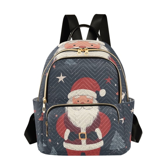 FORMRS Mini Backpack Purse for Women Travel Daypack Casual Shoulder Bag, Blue Christmas Santa