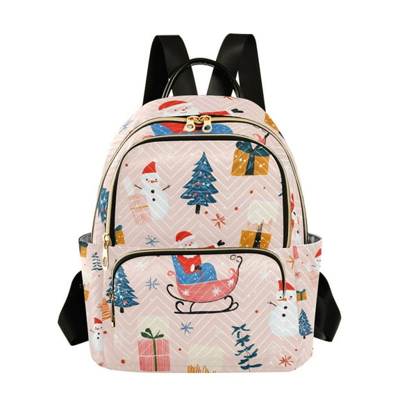 FORMRS Mini Backpack Purse for Women Travel Daypack Casual Shoulder Bag, Blue Christmas Santa
