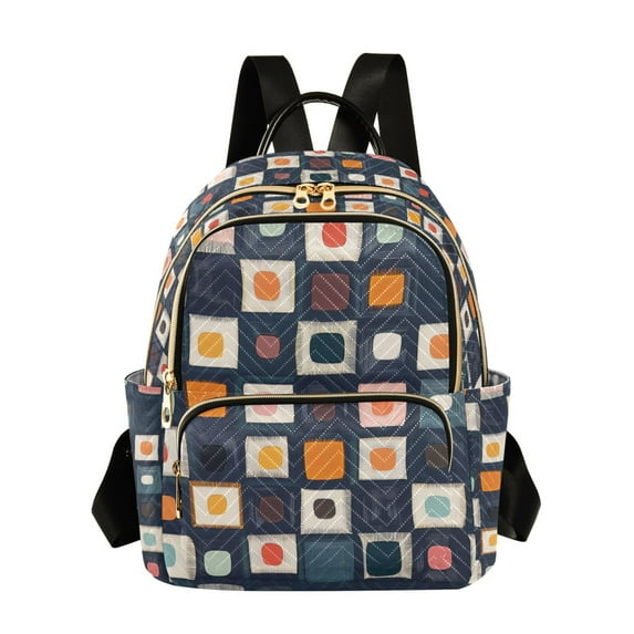 FORMRS Mini Backpack Purse for Women Travel Daypack Casual Shoulder Bag, Blue Circle Mosaic