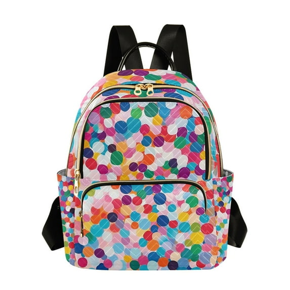 FORMRS Mini Backpack Purse for Women Travel Daypack Casual Shoulder Bag, Blue Colorful Circles