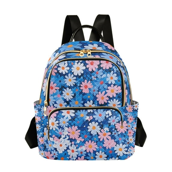 FORMRS Mini Backpack Purse for Women Travel Daypack Casual Shoulder Bag, Blue Daisy