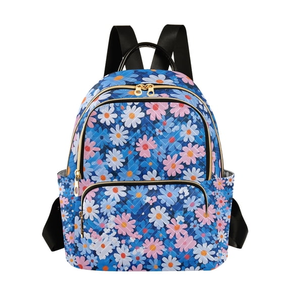 FORMRS Mini Backpack Purse for Women Travel Daypack Casual Shoulder Bag, Blue Daisy