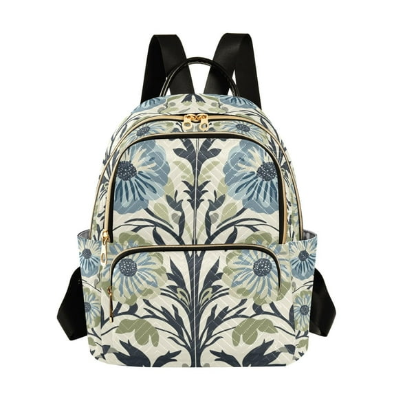 FORMRS Mini Backpack Purse for Women Travel Daypack Casual Shoulder Bag, Blue Floral Pattern