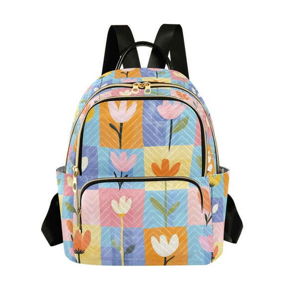 FORMRS Mini Backpack Purse for Women Travel Daypack Casual Shoulder Bag, Blue Flowers