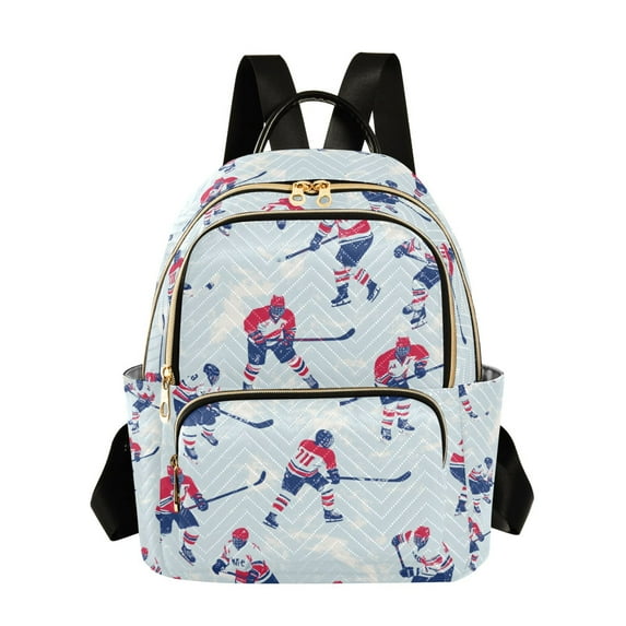FORMRS Mini Backpack Purse for Women Travel Daypack Casual Shoulder Bag, Blue Ice Hockey