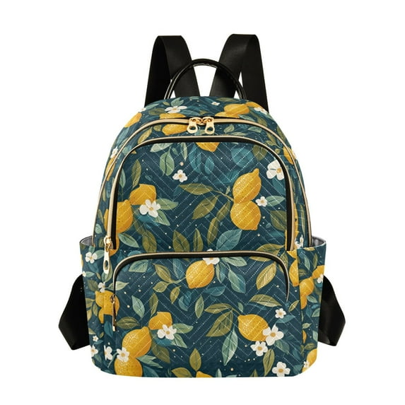 FORMRS Mini Backpack Purse for Women Quilted Travel Daypack Casual Shoulder Bag, Blue Lemons