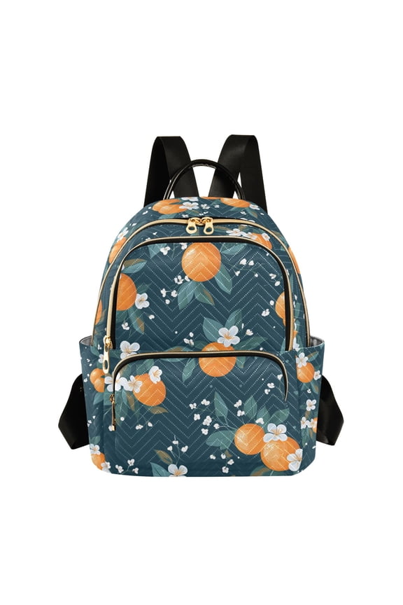 Mini Backpack Purse for Women Quilted Travel Daypack Casual Shoulder Bag, Blue Oranges