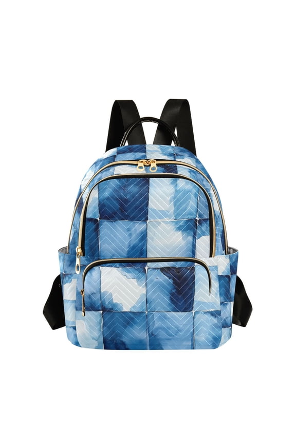 Mini Backpack Purse for Women Travel Daypack Casual Shoulder Bag, Blue Pattern