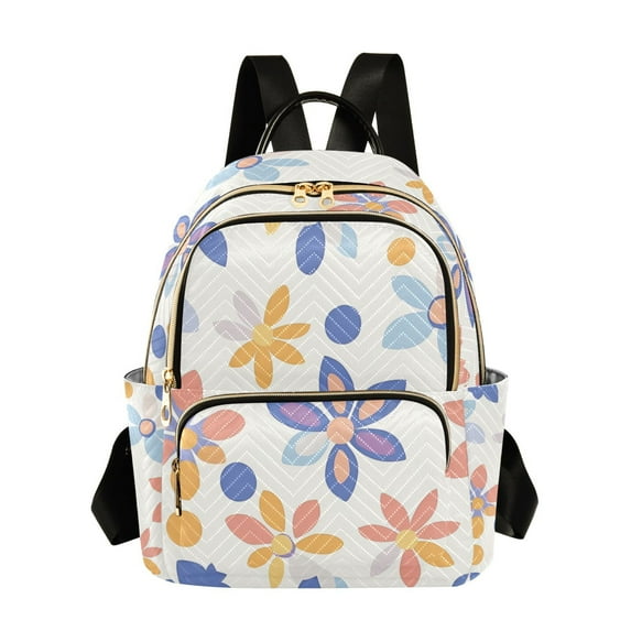 FORMRS Mini Backpack Purse for Women Travel Daypack Casual Shoulder Bag, Blue Retro Flower