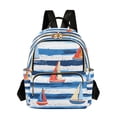 thumbnail image 1 of FORMRS Mini Backpack Purse for Women Quilted Travel Daypack Casual Shoulder Bag, Blue Sailboats, 1 of 7