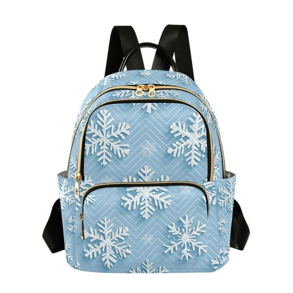 FORMRS Mini Backpack Purse for Women Travel Daypack Casual Shoulder Bag, Blue Snowflake