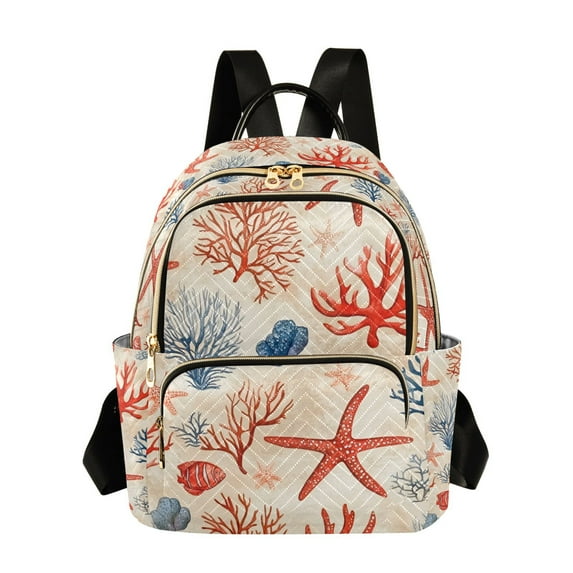 FORMRS Mini Backpack Purse for Women Quilted Travel Daypack Casual Shoulder Bag, Blue Starfish