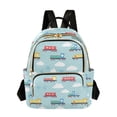 thumbnail image 1 of FORMRS Mini Backpack Purse for Women Quilted Travel Daypack Casual Shoulder Bag, Blue Trains Pattern, 1 of 7