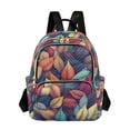 thumbnail image 1 of FORMRS Mini Backpack Purse for Women Travel Daypack Casual Shoulder Bag, Blue Vibrant Leaves Pattern, 1 of 7