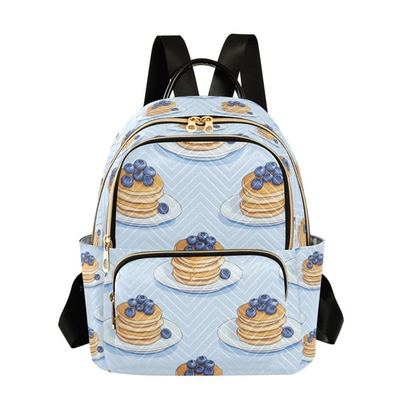 FORMRS Mini Backpack Purse for Women Quilted Travel Daypack Casual Shoulder Bag, Blueberry Pancake Pattern
