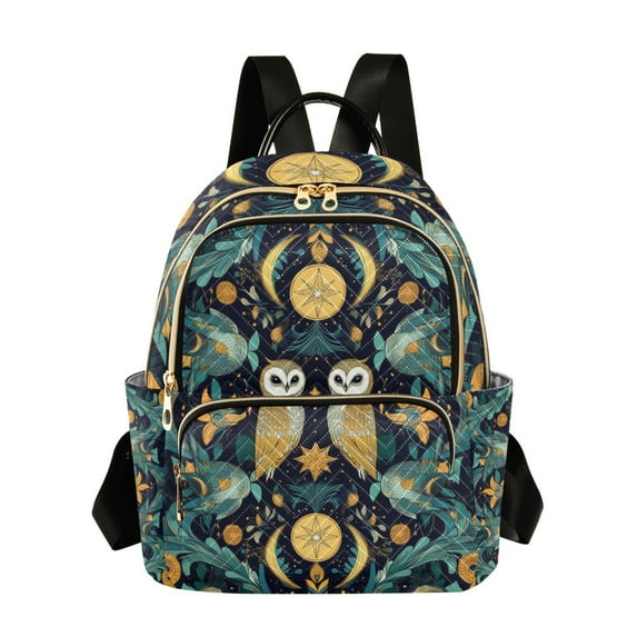 FORMRS Mini Backpack Purse for Women Travel Daypack Casual Shoulder Bag, Brown Mystical Owls