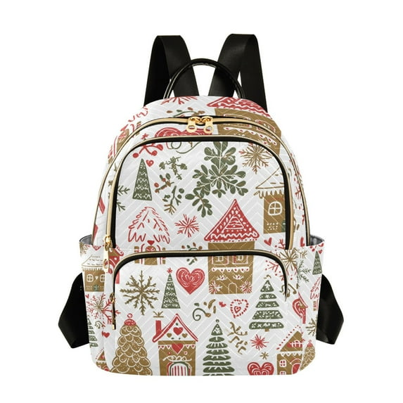 FORMRS Mini Backpack Purse for Women Travel Daypack Casual Shoulder Bag, Brown Nordic Christmas House