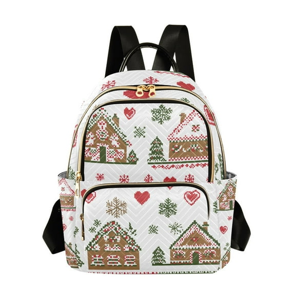 FORMRS Mini Backpack Purse for Women Travel Daypack Casual Shoulder Bag, Brown Nordic Christmas