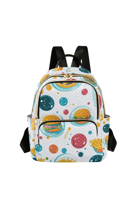 Mini Backpack Purse for Women Travel Daypack Casual Shoulder Bag, Bubbles Hamburger
