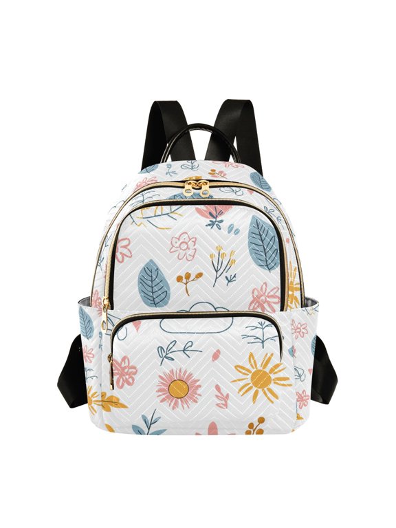 Mini Backpack Purse for Women Quilted Travel Daypack Casual Shoulder Bag, Cartoon Doodles