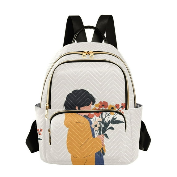FORMRS Mini Backpack Purse for Women Travel Daypack Casual Shoulder Bag, Cartoon Flowers
