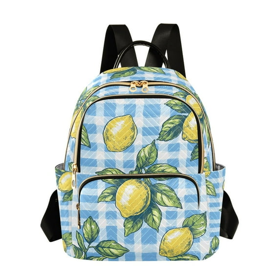 FORMRS Mini Backpack Purse for Women Quilted Travel Daypack Casual Shoulder Bag, Cartoon Plaid Lemon