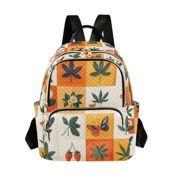 FORMRS Mini Backpack Purse for Women Quilted Travel Daypack Casual Shoulder Bag, Cartoon Plants