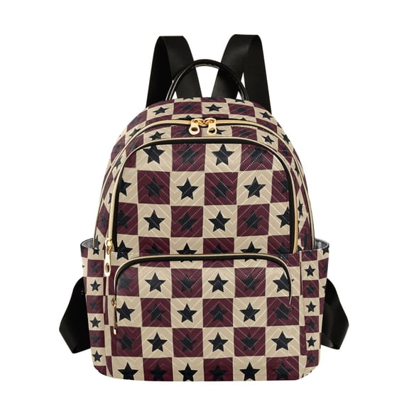 FORMRS Mini Backpack Purse for Women Quilted Travel Daypack Casual Shoulder Bag, Checkered Stars Pattern