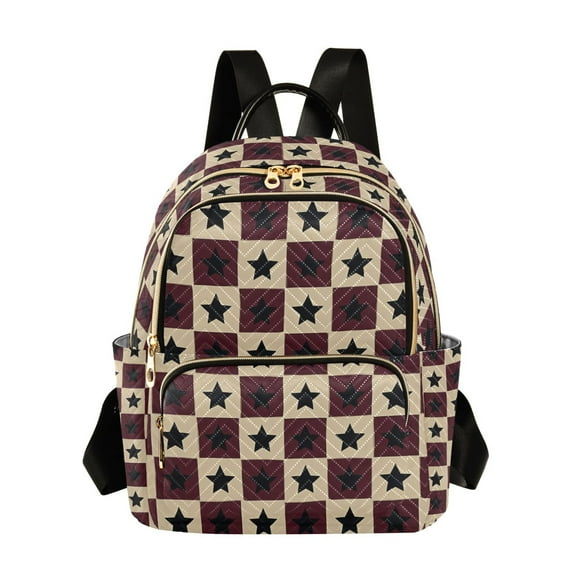 FORMRS Mini Backpack Purse for Women Quilted Travel Daypack Casual Shoulder Bag, Checkered Stars Pattern
