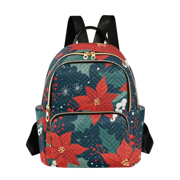 FORMRS Mini Backpack Purse for Women Quilted Travel Daypack Casual Shoulder Bag, Christmas Berries