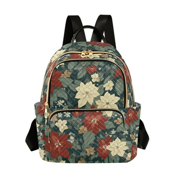 FORMRS Mini Backpack Purse for Women Travel Daypack Casual Shoulder Bag, Christmas Blooms