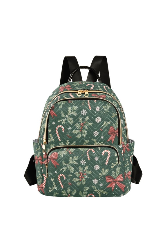 Mini Backpack Purse for Women Travel Daypack Casual Shoulder Bag, Christmas Candy Cane