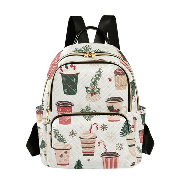 FORMRS Mini Backpack Purse for Women Travel Daypack Casual Shoulder Bag, Christmas Cups