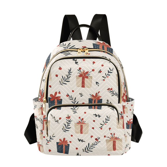 FORMRS Mini Backpack Purse for Women Quilted Travel Daypack Casual Shoulder Bag, Christmas Box Pattern