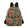 thumbnail image 1 of FORMRS Mini Backpack Purse for Women Quilted Travel Daypack Casual Shoulder Bag, Christmas Holly Bows, 1 of 7