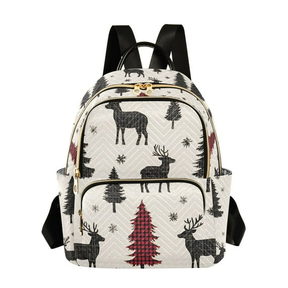 FORMRS Mini Backpack Purse for Women Travel Daypack Casual Shoulder Bag, Christmas Plaid Forest