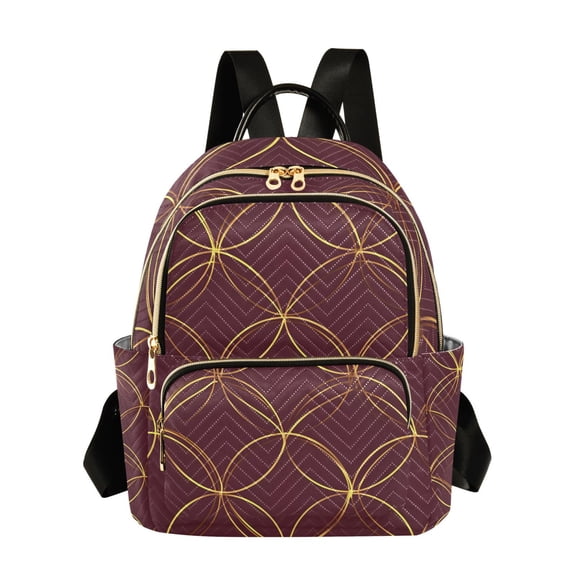 FORMRS Mini Backpack Purse for Women Quilted Travel Daypack Casual Shoulder Bag, Circular Gold Pattern