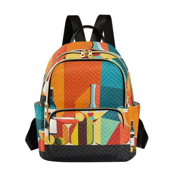FORMRS Mini Backpack Purse for Women Travel Daypack Casual Shoulder Bag, Colorful Cocktails