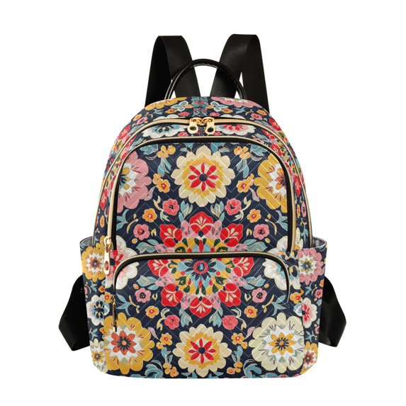 FORMRS Mini Backpack Purse for Women Quilted Travel Daypack Casual Shoulder Bag, Colorful Floral Pattern