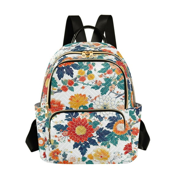 FORMRS Mini Backpack Purse for Women Travel Daypack Casual Shoulder Bag, Colorful Flowers Pattern