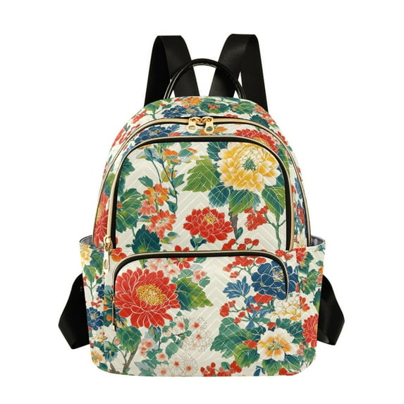 FORMRS Mini Backpack Purse for Women Travel Daypack Casual Shoulder Bag, Colorful Flowers Pattern