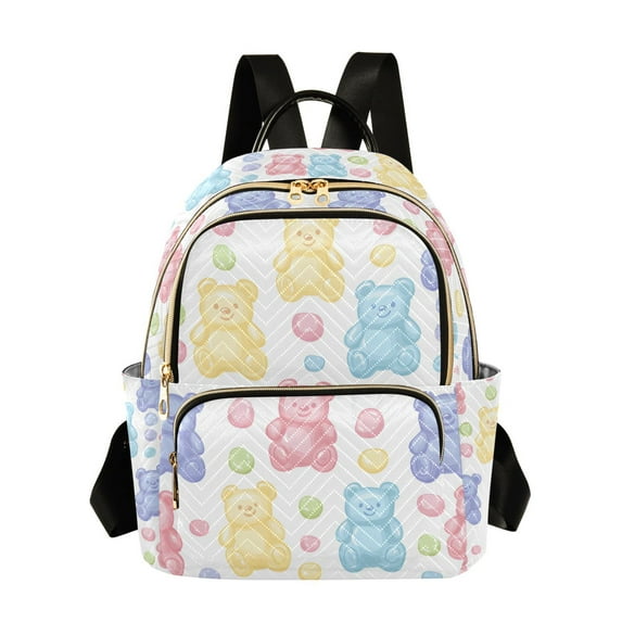 FORMRS Mini Backpack Purse for Women Travel Daypack Casual Shoulder Bag, Colorful Gummy Bears Pattern