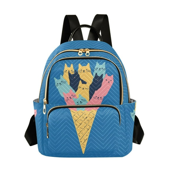 FORMRS Mini Backpack Purse for Women Travel Daypack Casual Shoulder Bag, Colorful Ice Cream Cat