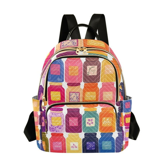 FORMRS Mini Backpack Purse for Women Travel Daypack Casual Shoulder Bag, Colorful Jars