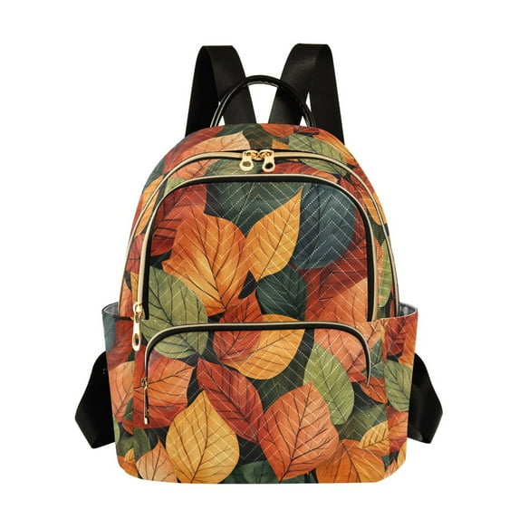 FORMRS Mini Backpack Purse for Women Travel Daypack Casual Shoulder Bag, Colorful Leaves