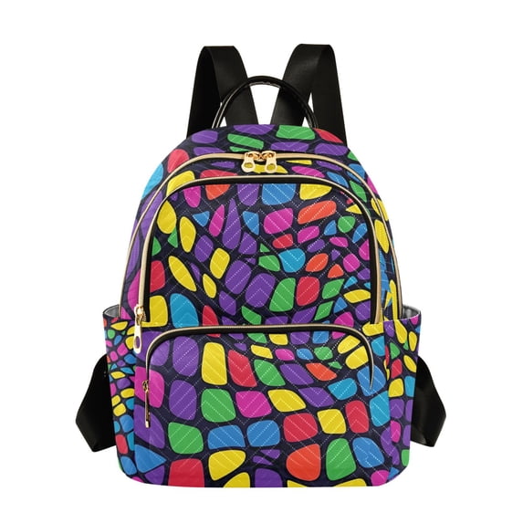 FORMRS Mini Backpack Purse for Women Travel Daypack Casual Shoulder Bag, Colorful Psychedelic
